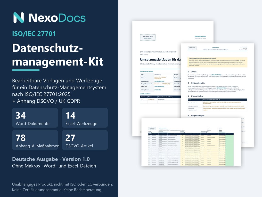 Cover des ISO 27701 Toolkits von NexoDocs