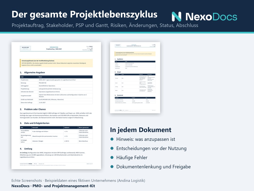 Projektauftrag und Statusbericht des Projekts