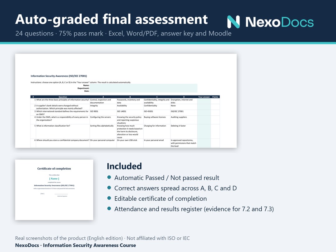 Auto-graded final assessment and certificate