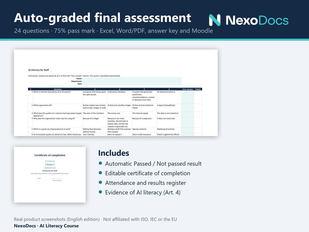Auto-graded final assessment and certificate
