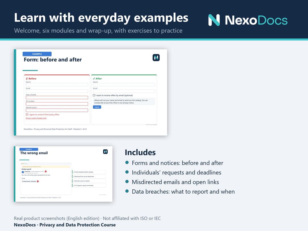Examples: sign-up form before and after and a misdirected email