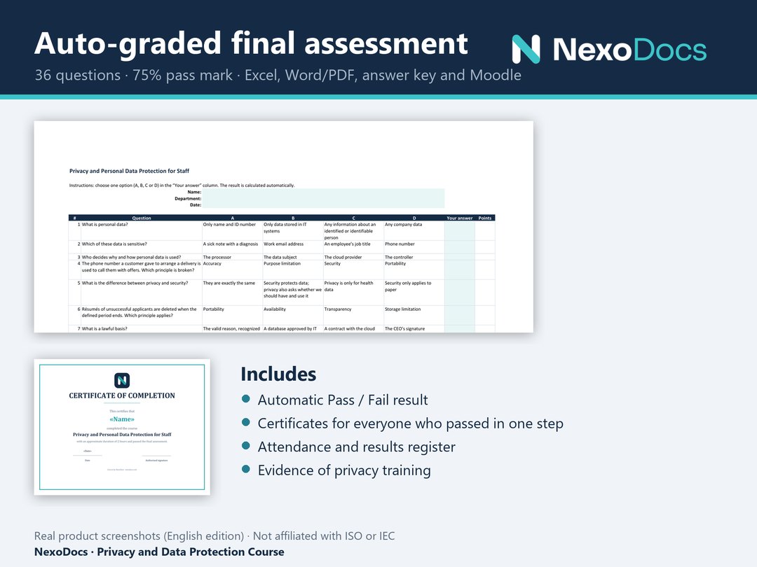 Auto-graded final assessment and certificate