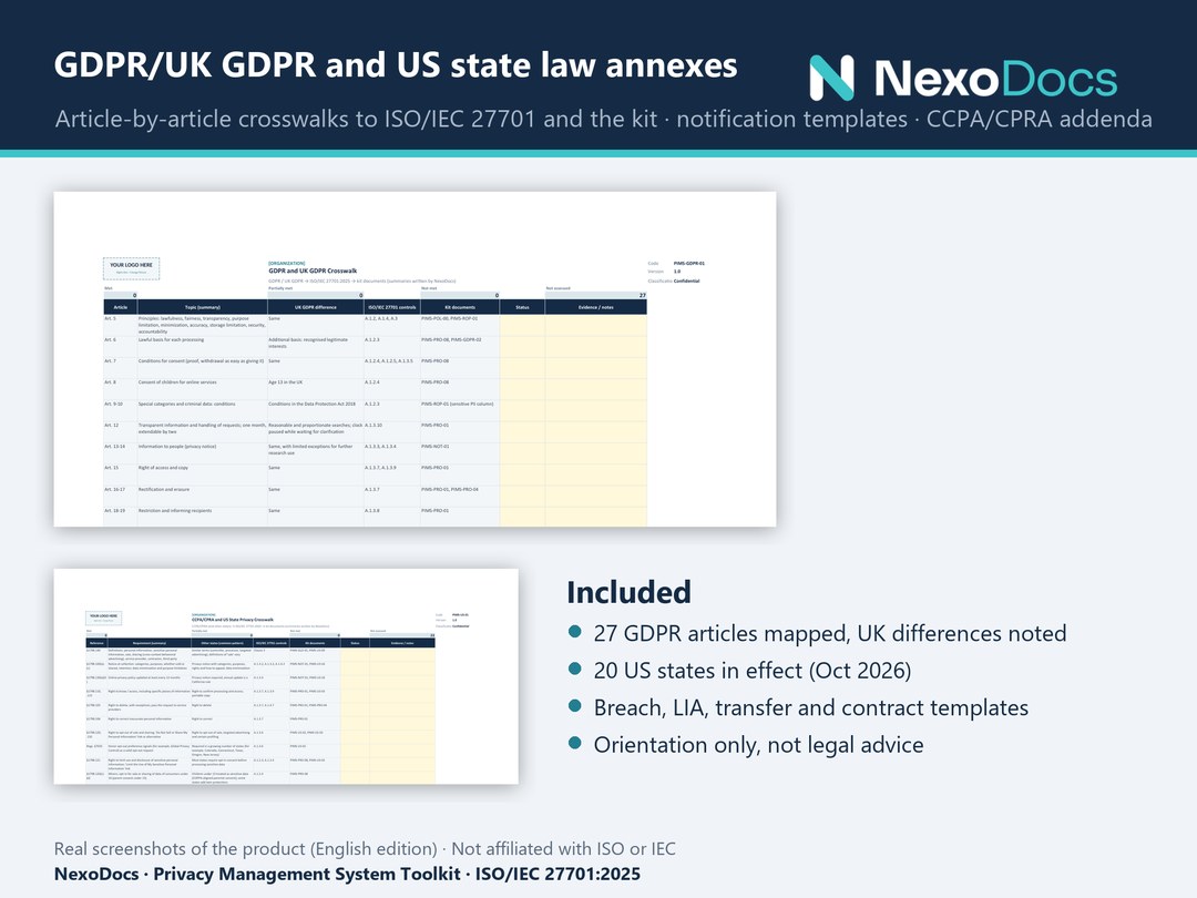 GDPR and US state law annexes