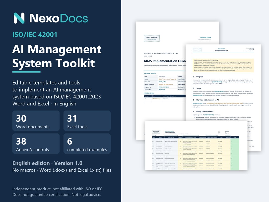 NexoDocs ISO 42001 Toolkit cover