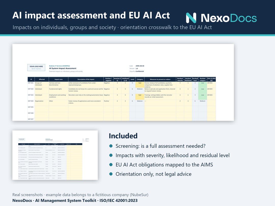 Impact assessment and EU AI Act crosswalk
