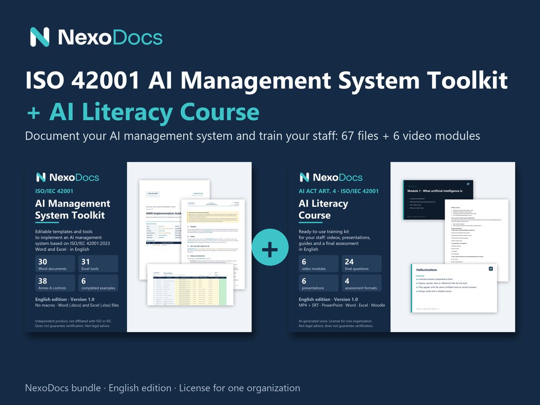 ISO 42001 toolkit and AI literacy course bundle