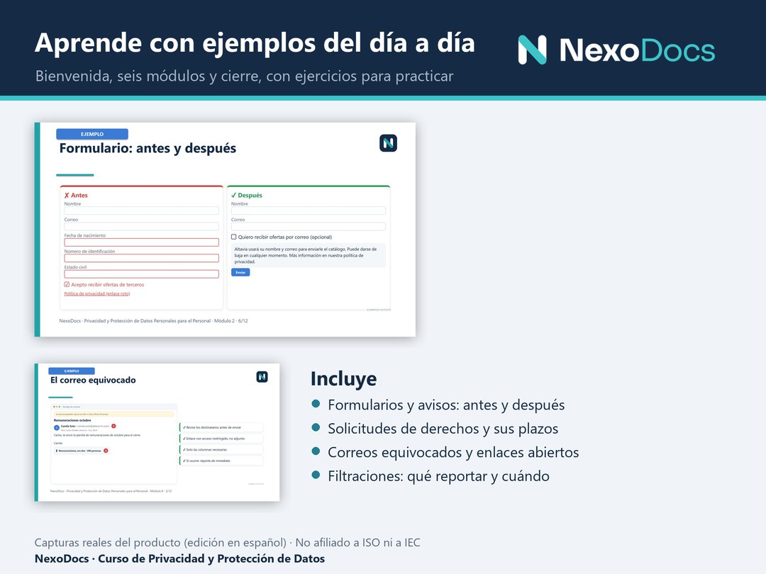 Ejemplos: formulario antes y después y correo al destinatario equivocado