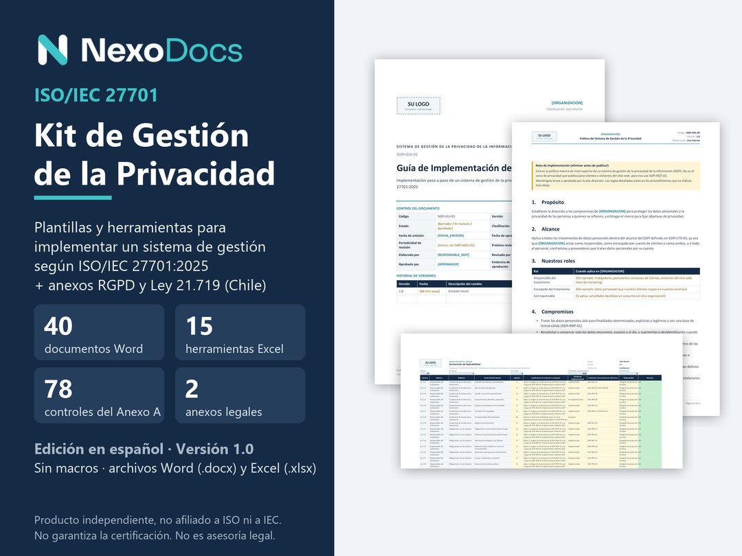 Portada del Kit ISO 27701 de NexoDocs