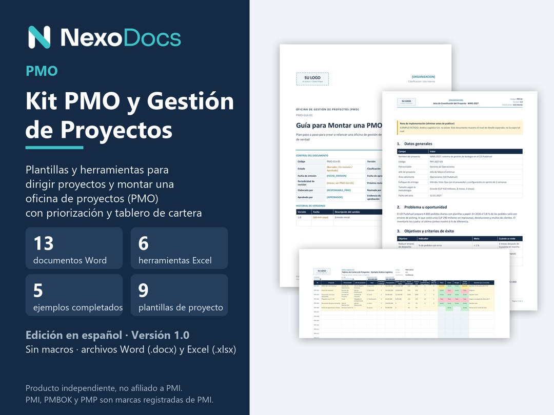 Portada del Kit PMO y Gestión de Proyectos de NexoDocs