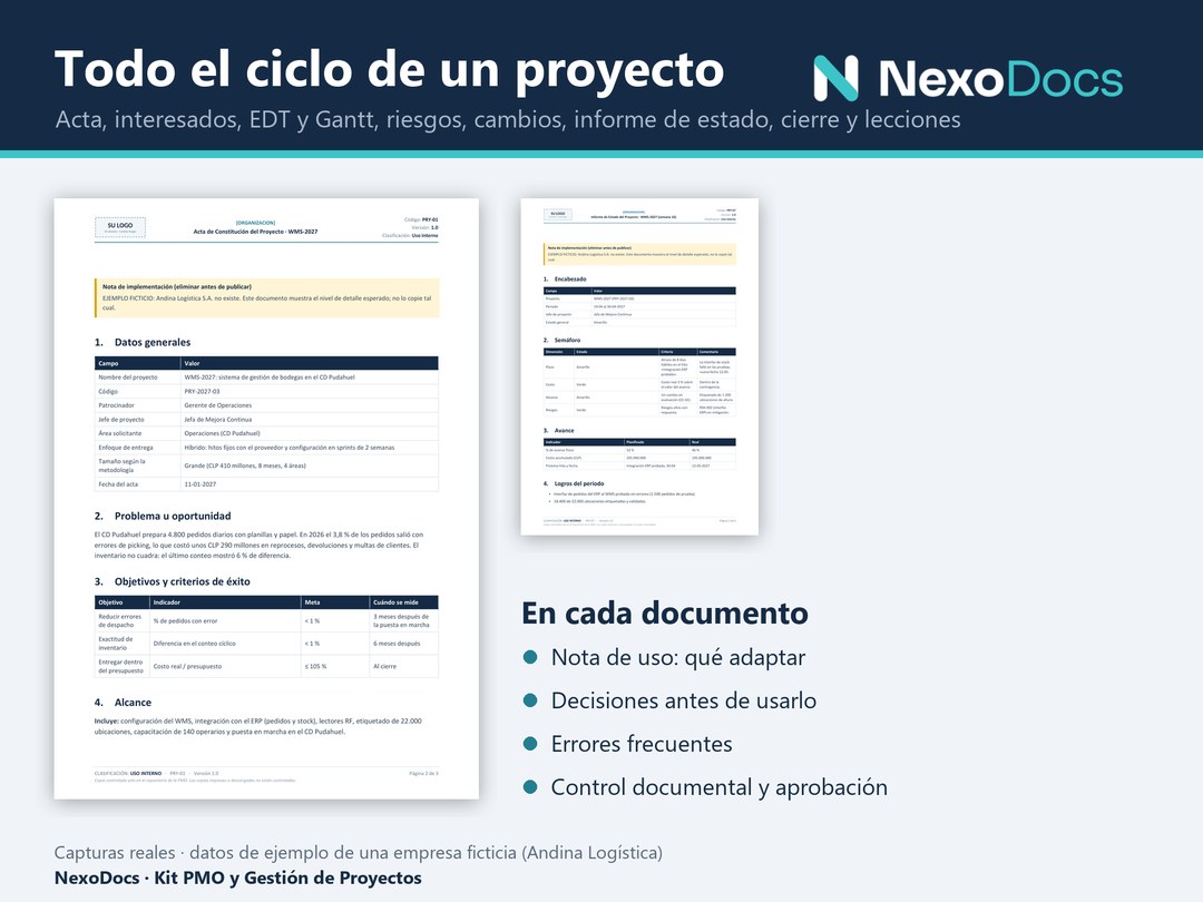 Acta de constitución e informe de estado del proyecto