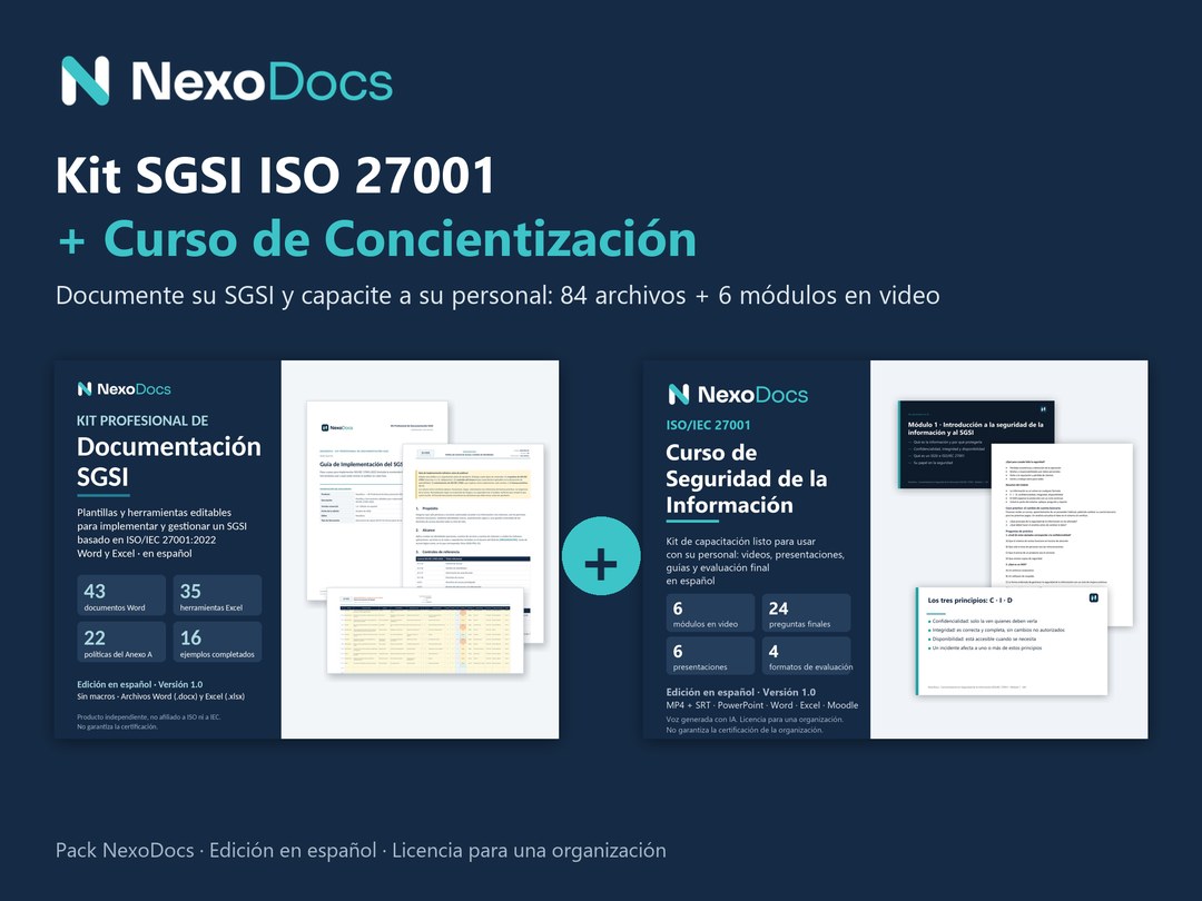 Pack del kit SGSI y el curso de concientización