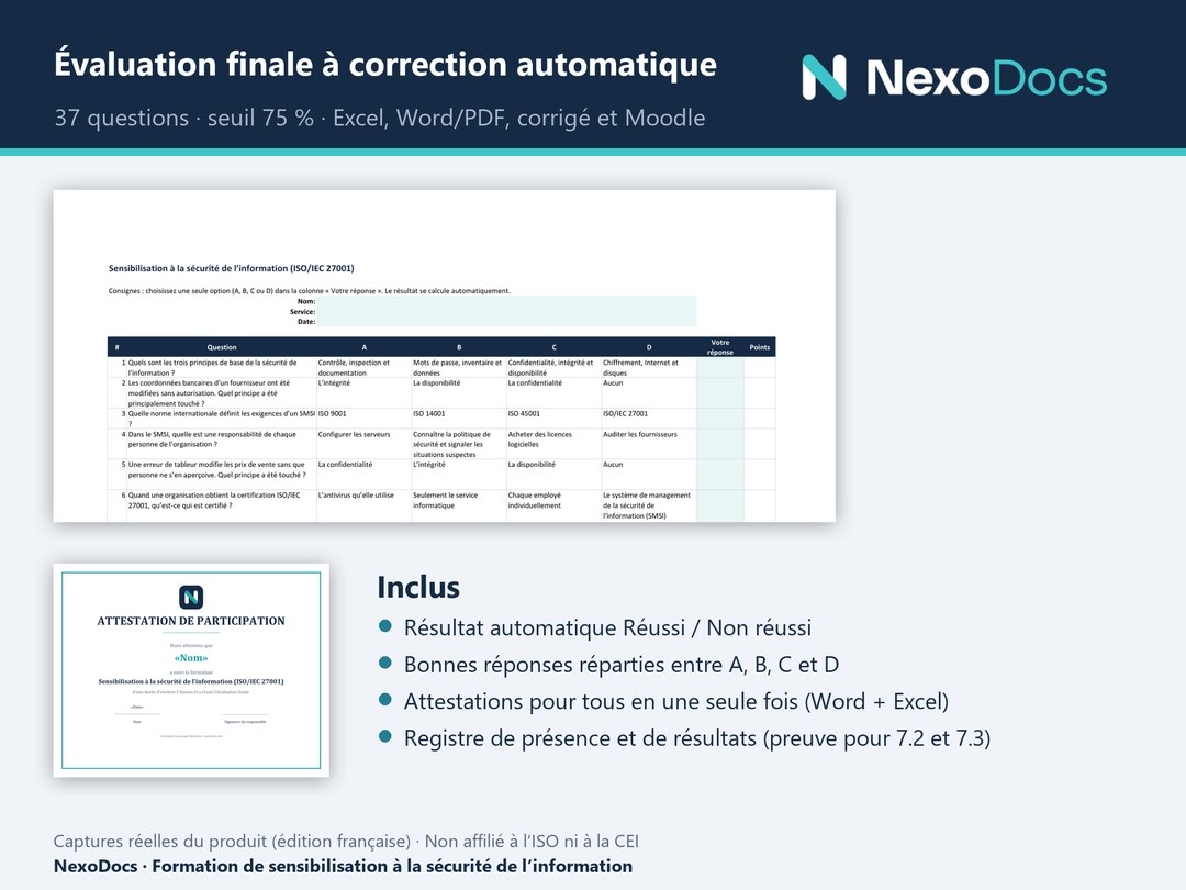 Évaluation finale à correction automatique et attestation