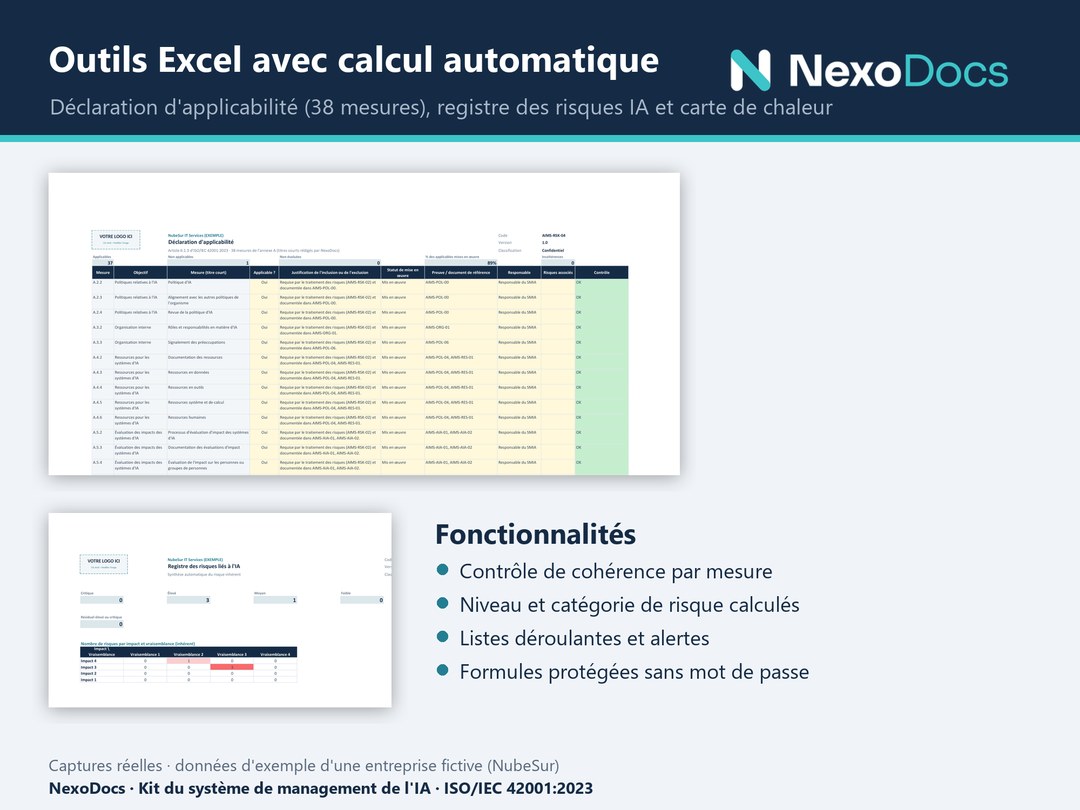 Déclaration d'applicabilité et registre des risques dans Excel
