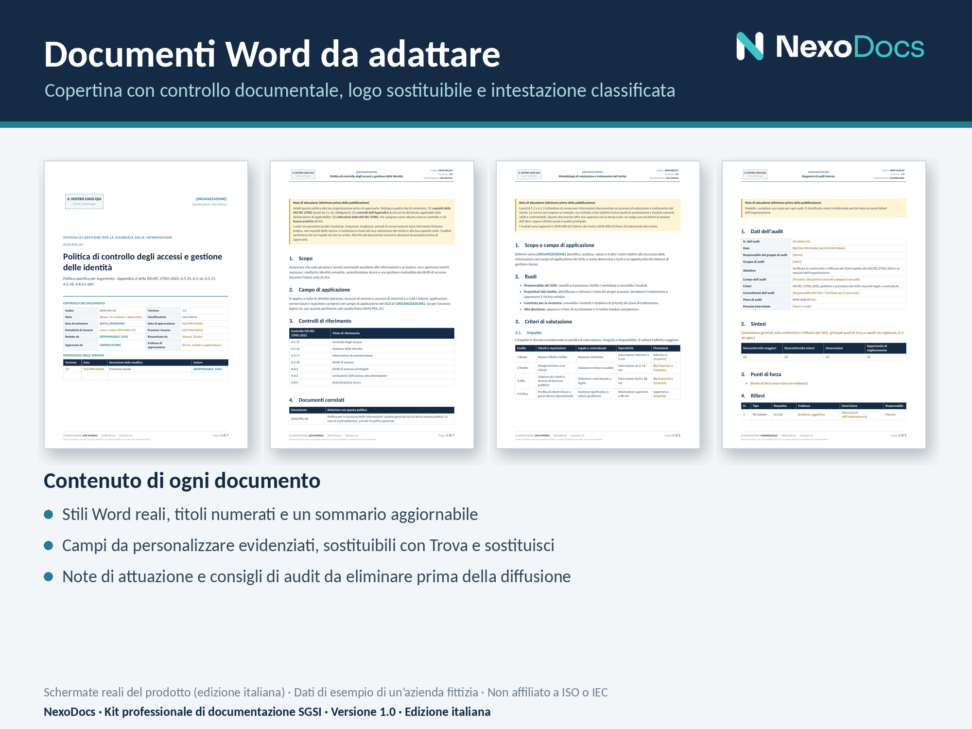 Modello di politica in Word