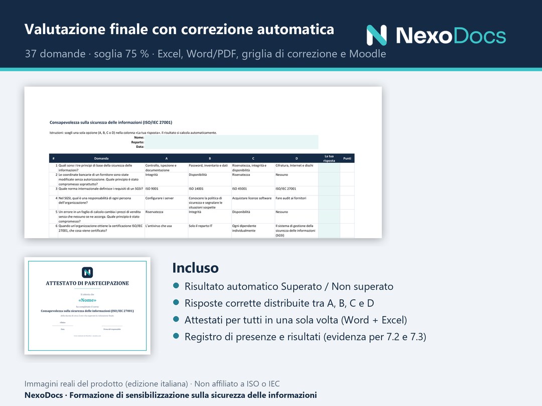 Valutazione finale ad autocorrezione e attestato