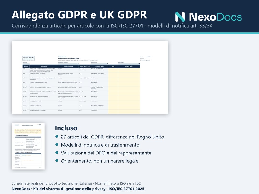 Allegato GDPR e UK GDPR