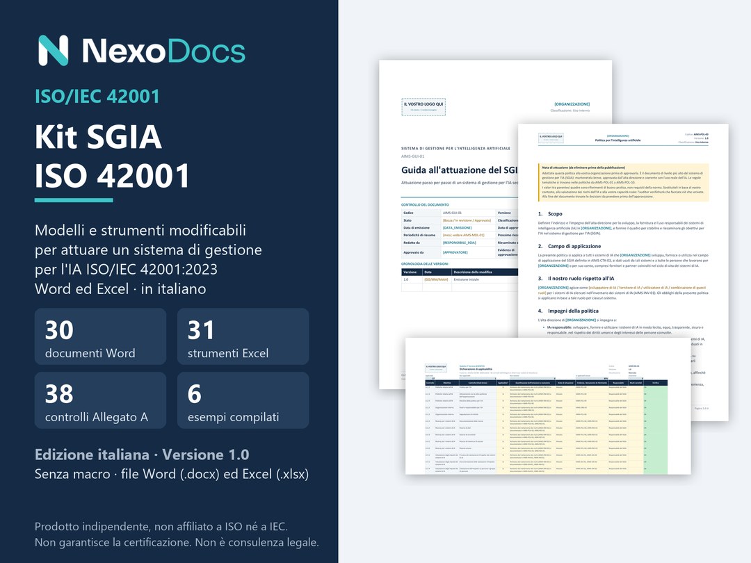 Copertina del kit ISO 42001 NexoDocs