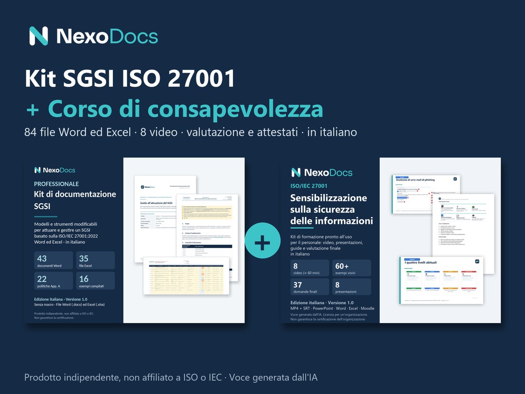 Pacchetto kit SGSI e corso di consapevolezza