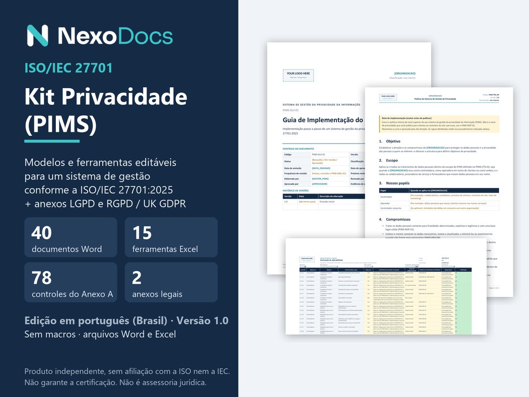 Capa do kit ISO 27701 da NexoDocs