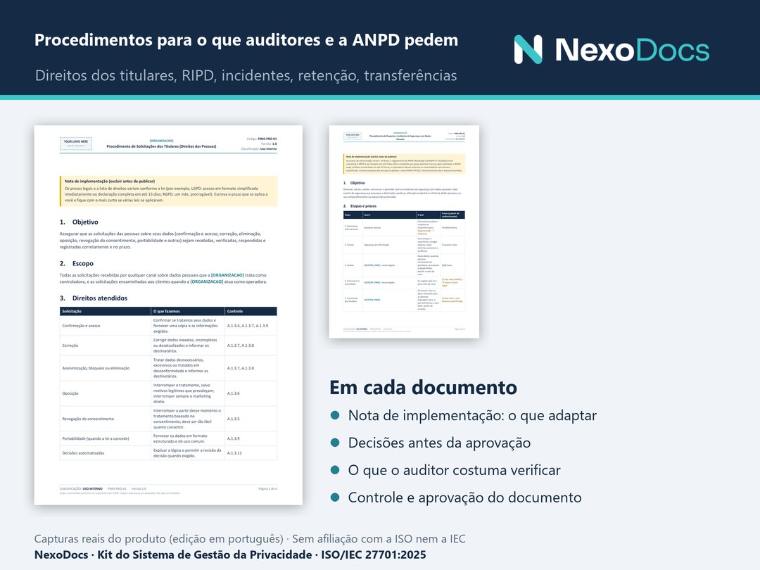 Procedimentos de privacidade