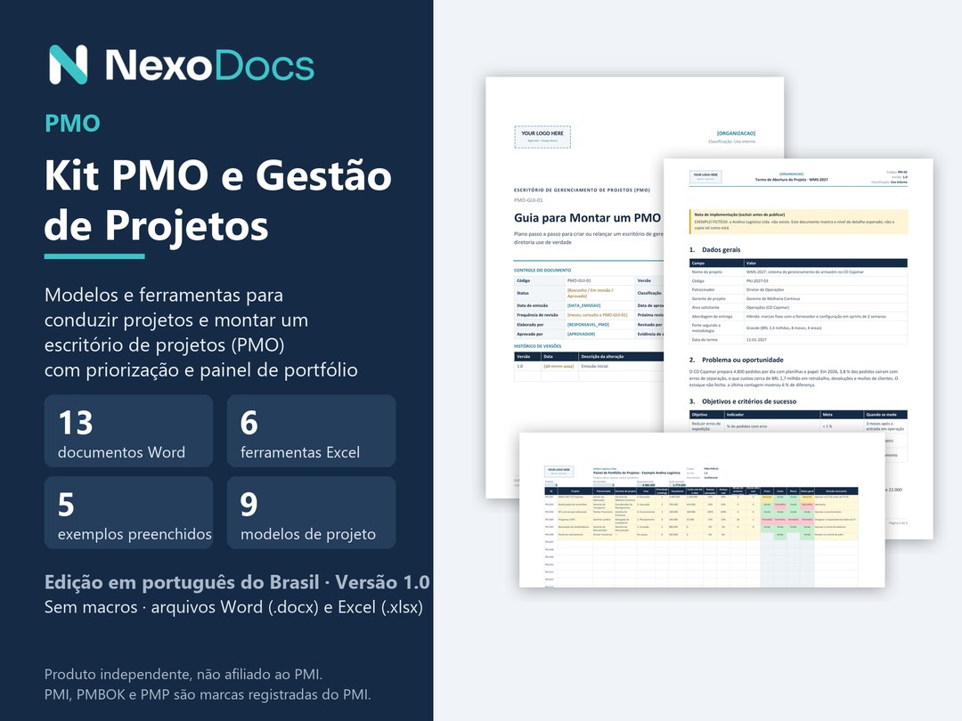 Capa do Kit PMO e Gestão de Projetos da NexoDocs